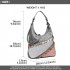 LH6810 - Miss Lulu Beaded Colour Block Hobo Shoulder Bag - Light Grey